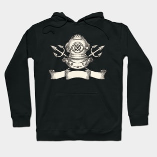 Diving helmet with tridents and ribbon Hoodie